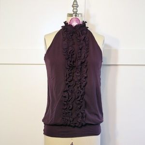 The Limited Purple Ruffle Front Top